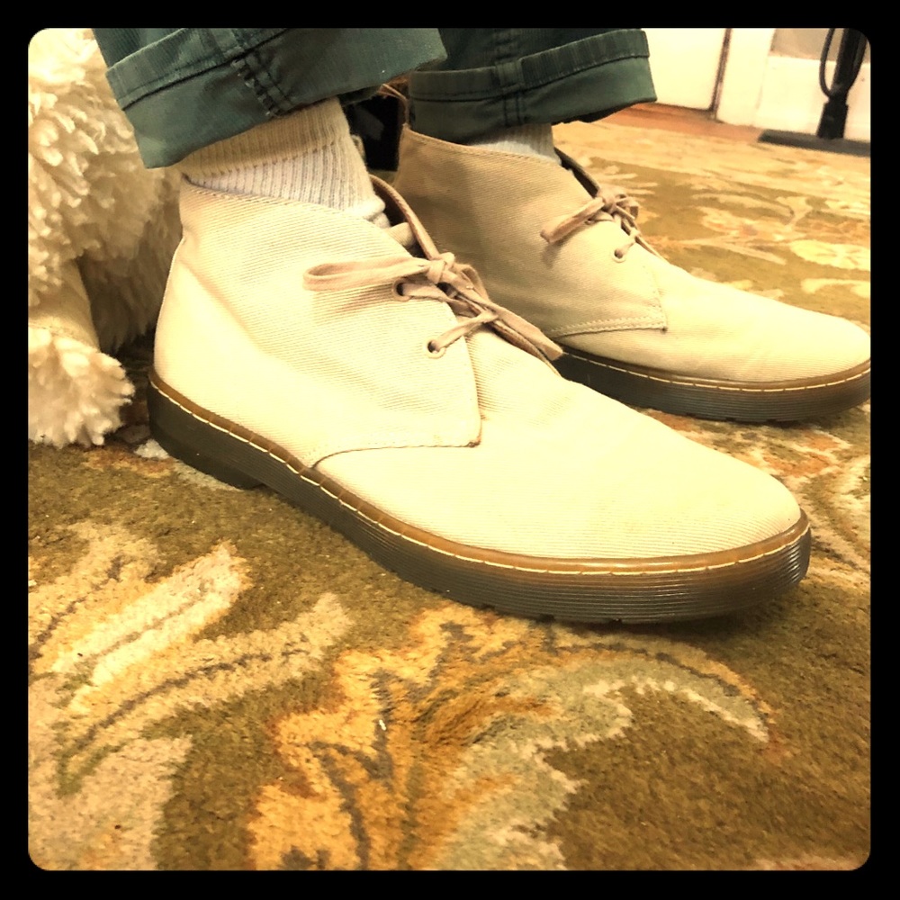 Men’s Cream Canvas Dr. Martens Boots